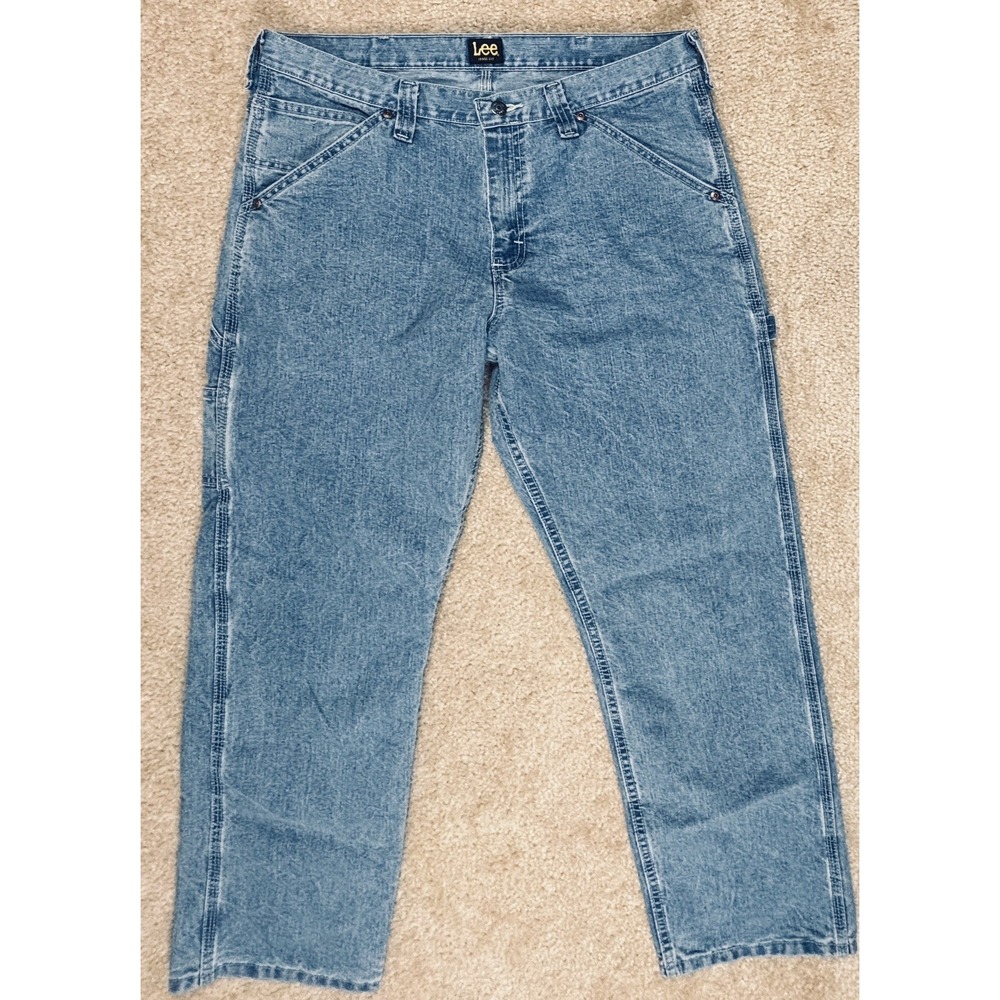 Lee Loose Fit Carpenter Jeans Men's 34x30 Light Wash Denim Cargo Pants